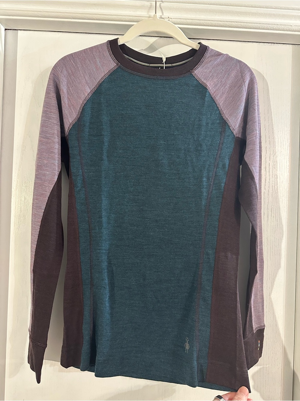 Smartwool Colorblock Base Layer in Teal, Mauve and Brown